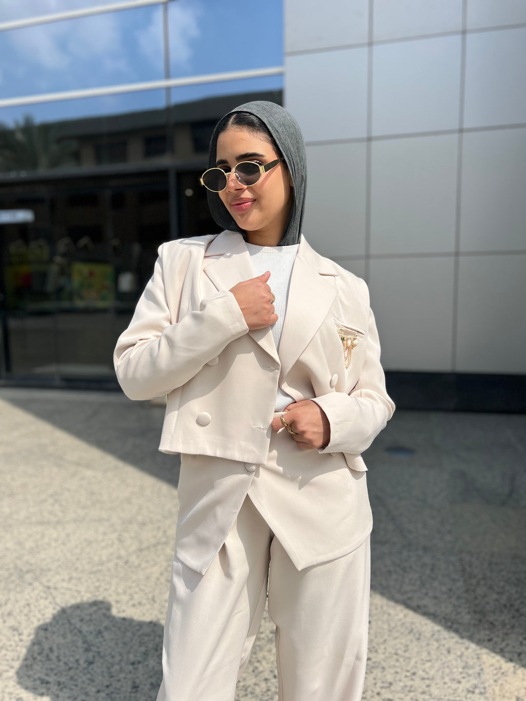 Beige crop jacket