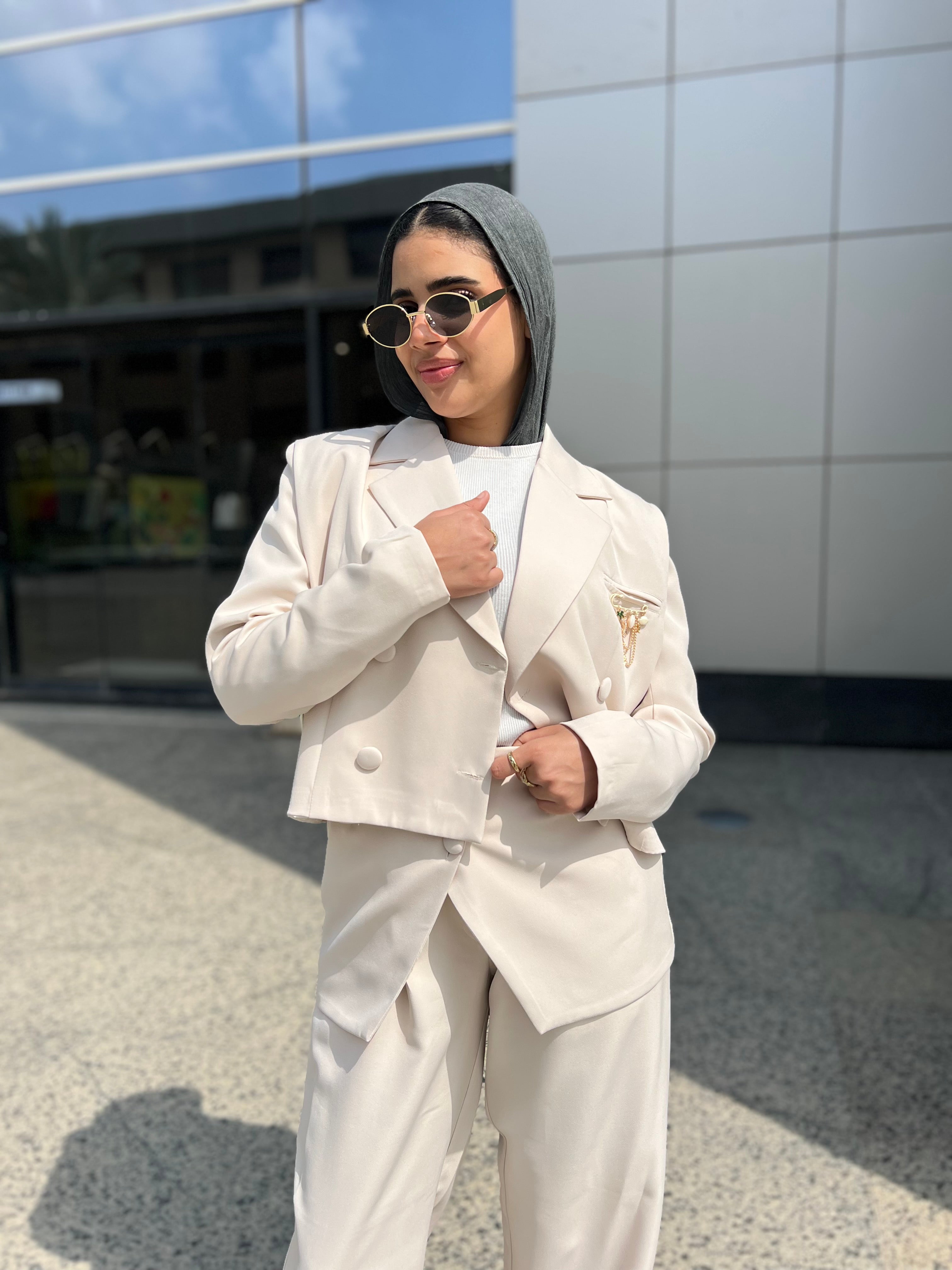 Beige crop jacket