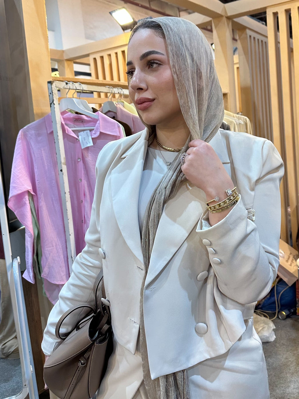 Beige crop jacket