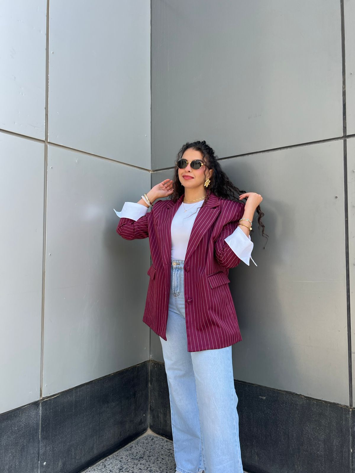 Pinstripes blazer - Burgundy