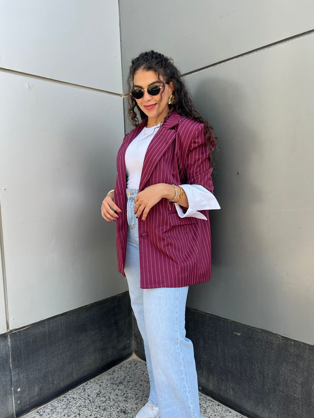 Pinstripes blazer - Burgundy