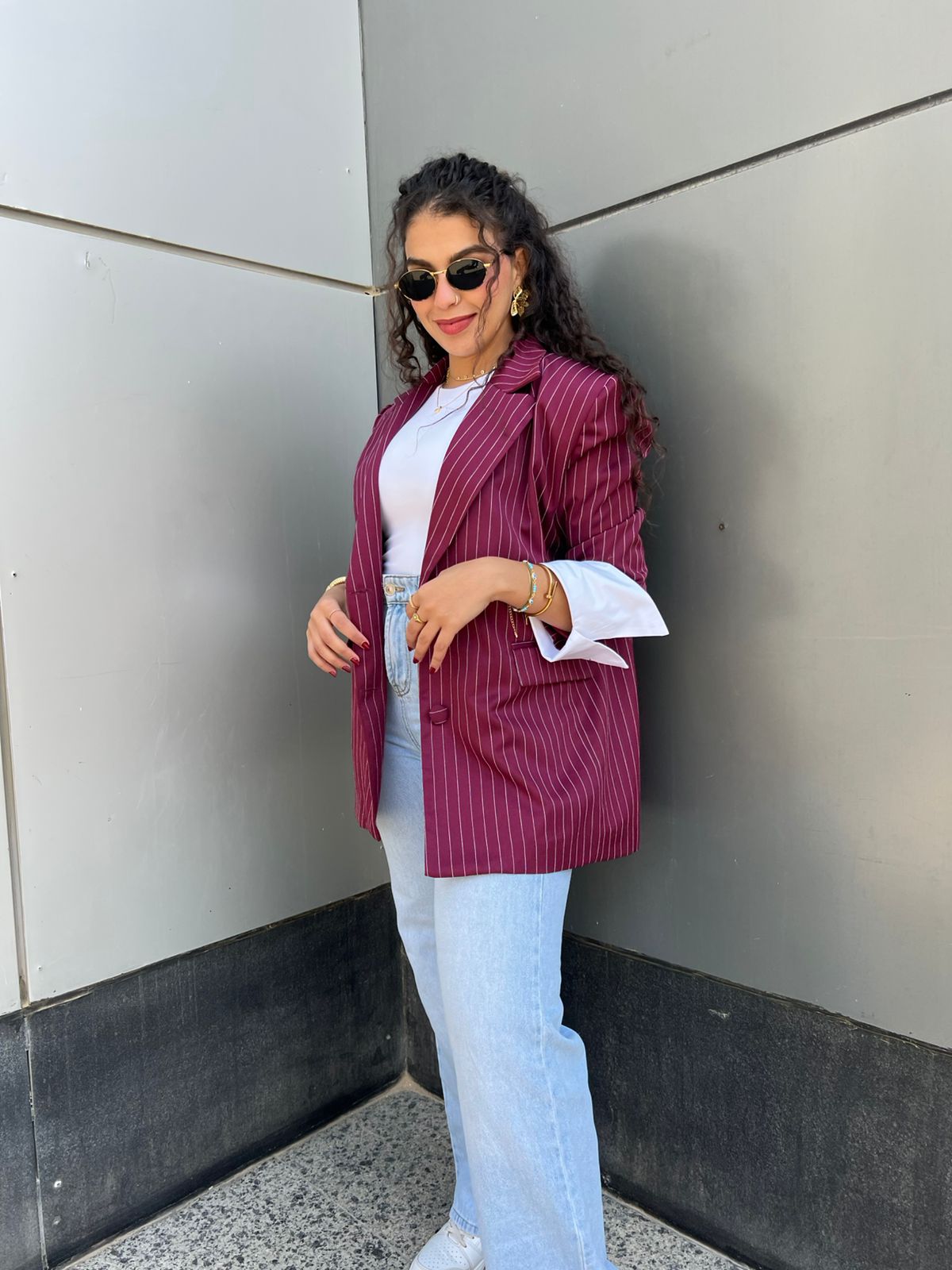Pinstripes blazer - Burgundy