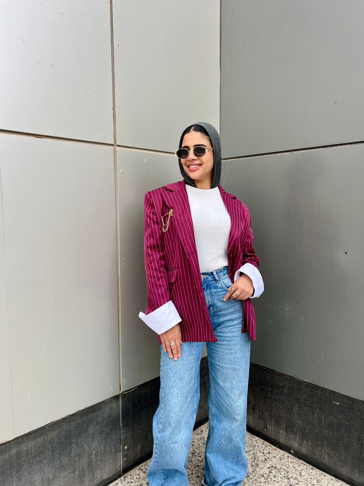 Pinstripes blazer - Burgundy