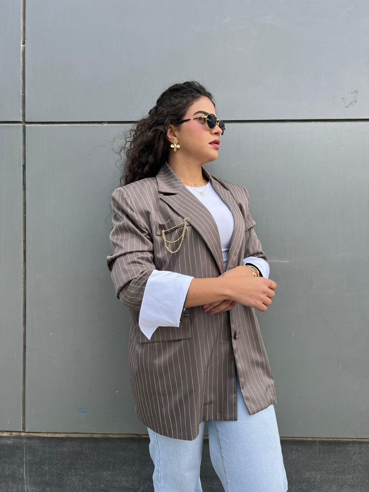 Pinstripes blazer - Greige
