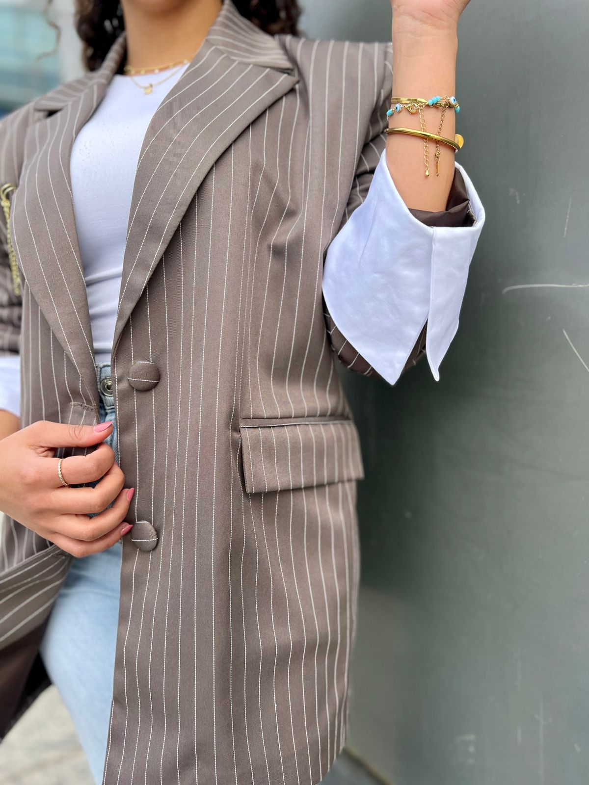 Pinstripes blazer - Greige