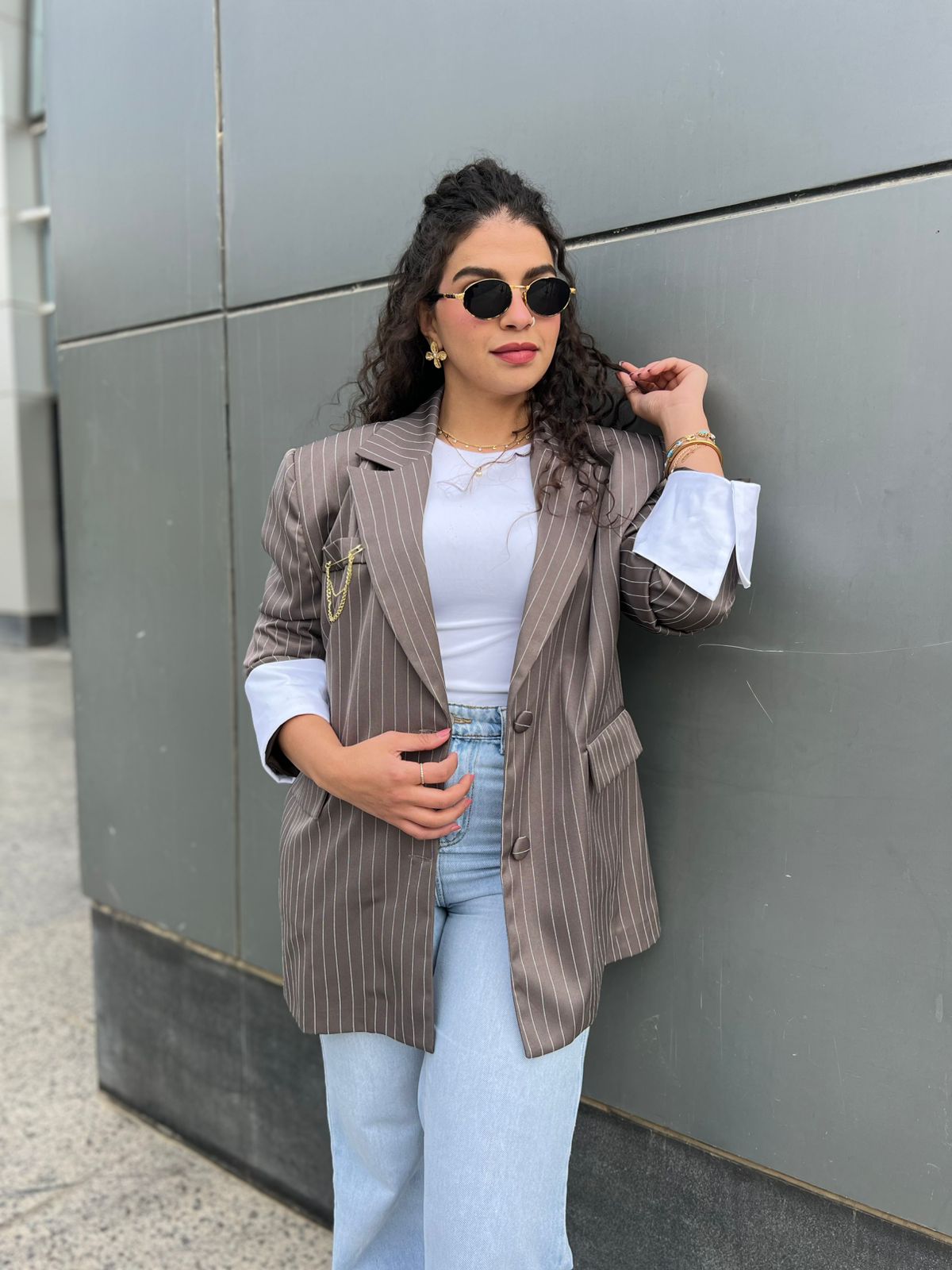 Pinstripes blazer - Greige