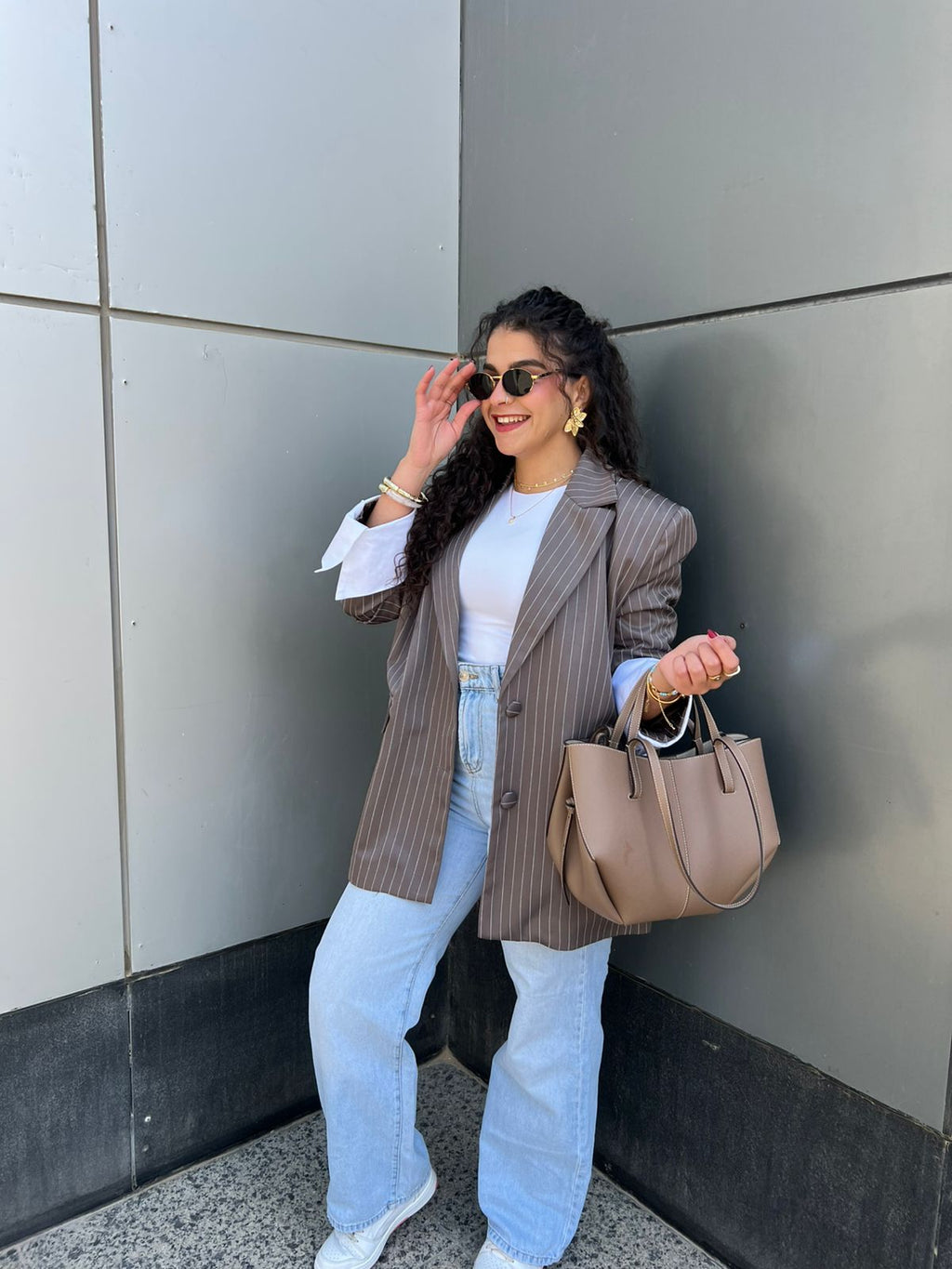 Pinstripes blazer - Greige