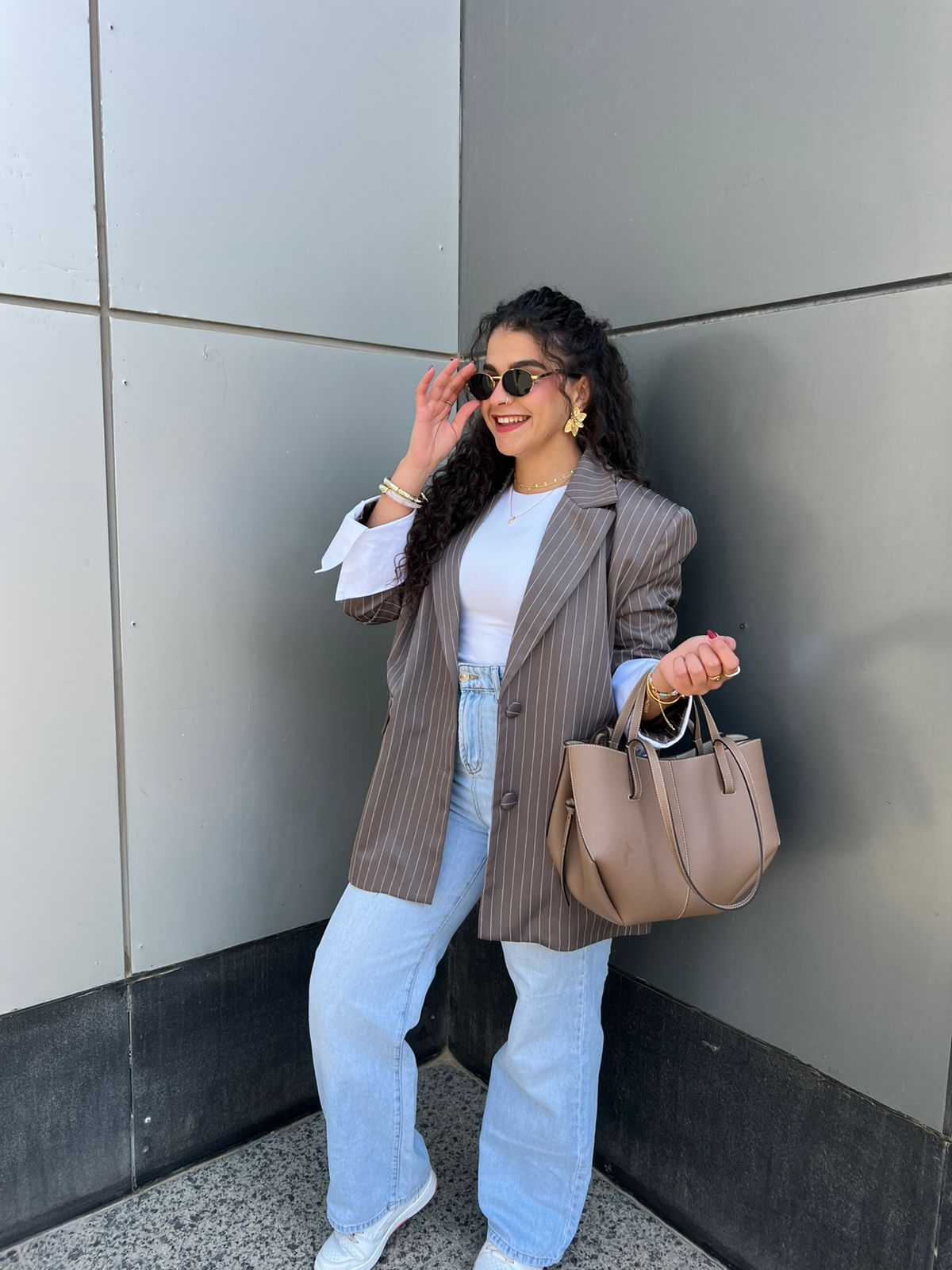 Pinstripes blazer - Greige