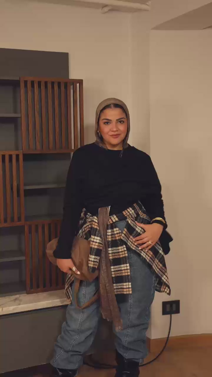 Pullover + Scarf combo - Black